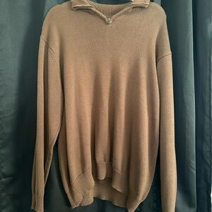 Men's Quarter-Zip Pullover Sweater - Brown